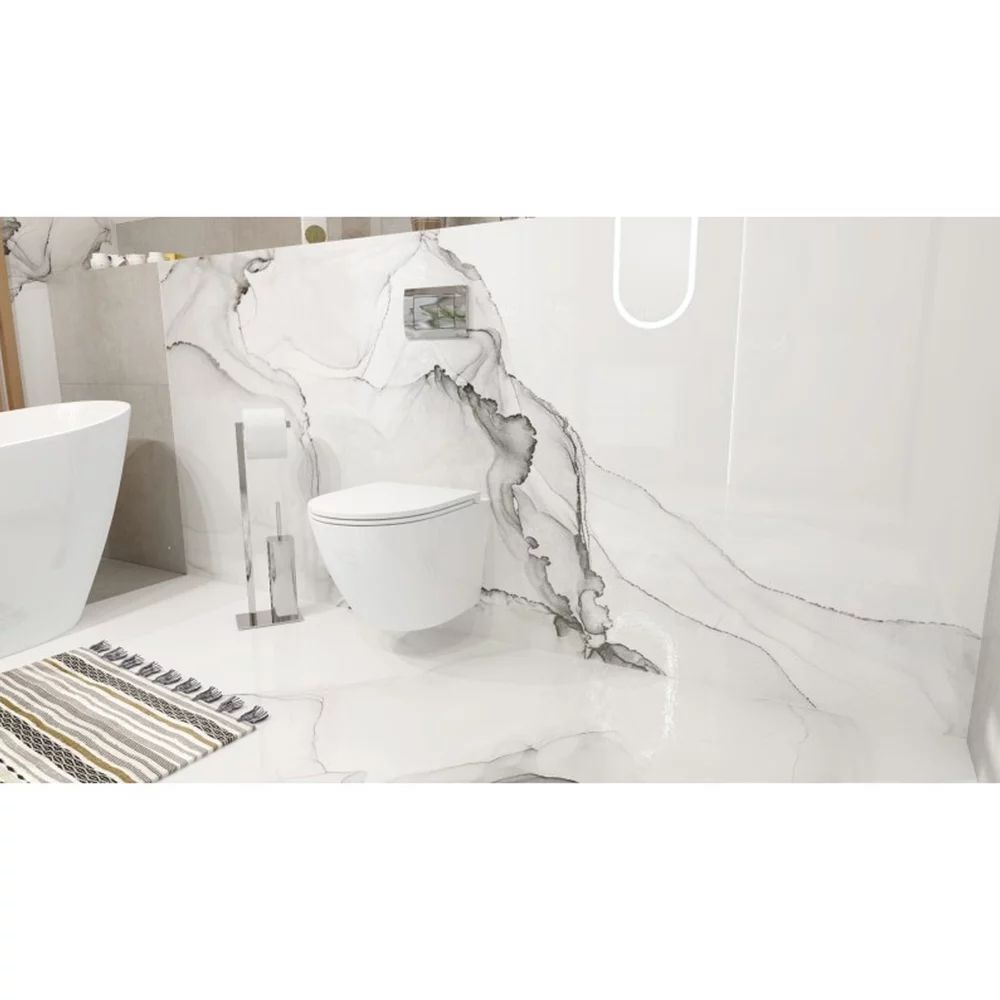 Set vas WC suspendat Rune Geri Rimless alb si capac slim softclose