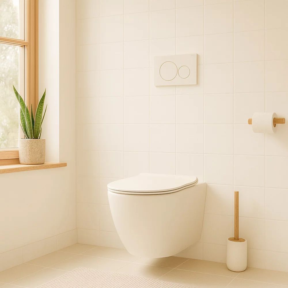 Set vas WC suspendat Rune Ivaldi bej finisaj mat cu capac slim