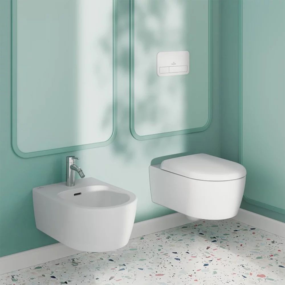 Set vas WC suspendat Villeroy&Boch Skyla Combi-Pack Rimless TwistFlush cu capac softclose alb Stone CeramicPlus