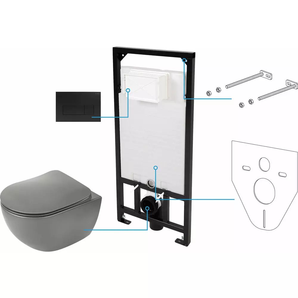 Set WC Deante Peonia incastrat 6 in 1 antracit