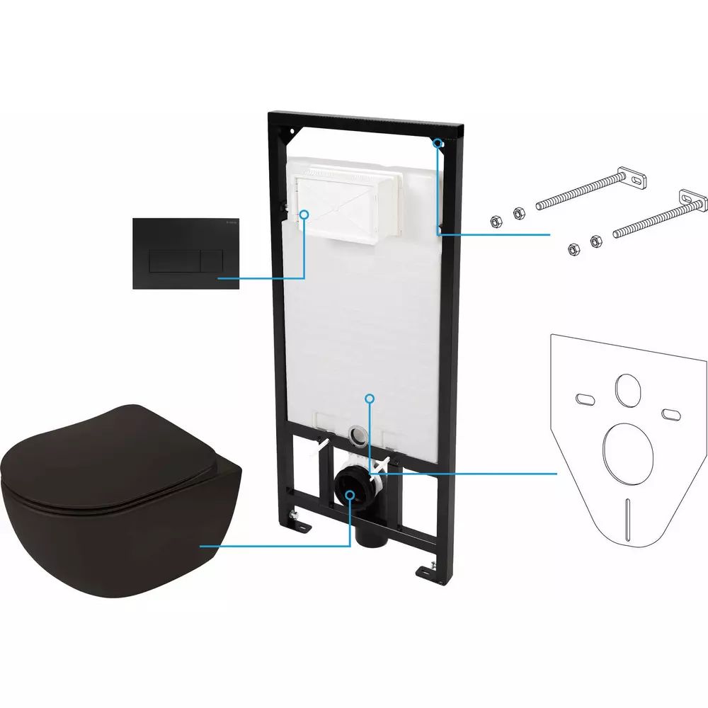 Set WC Deante Peonia incastrat 6 in 1 negru