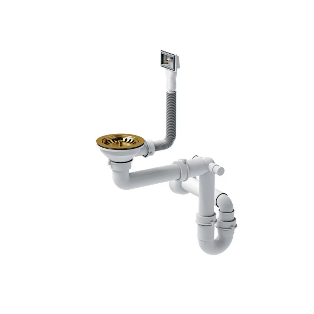 Sifon cu capac scurgere Quadron Unique pentru chiuvete inox finisaj auriu