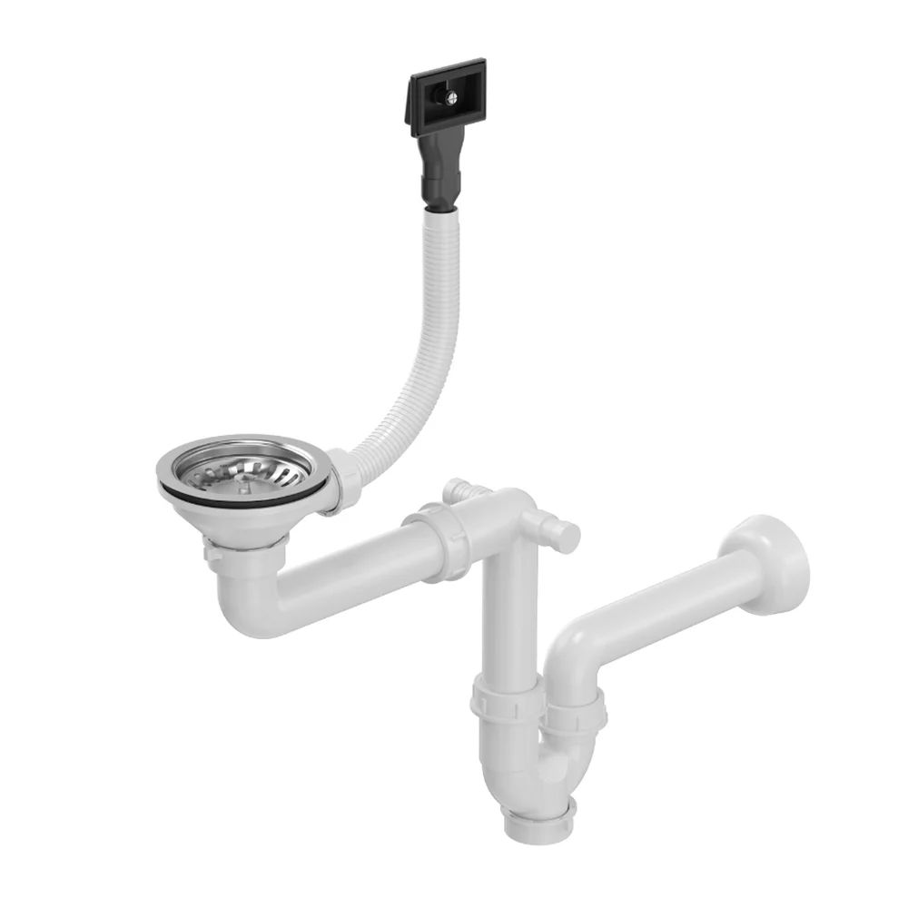 Sifon manual Quadron finisaj inox pentru chiuvete cu 1 cuva