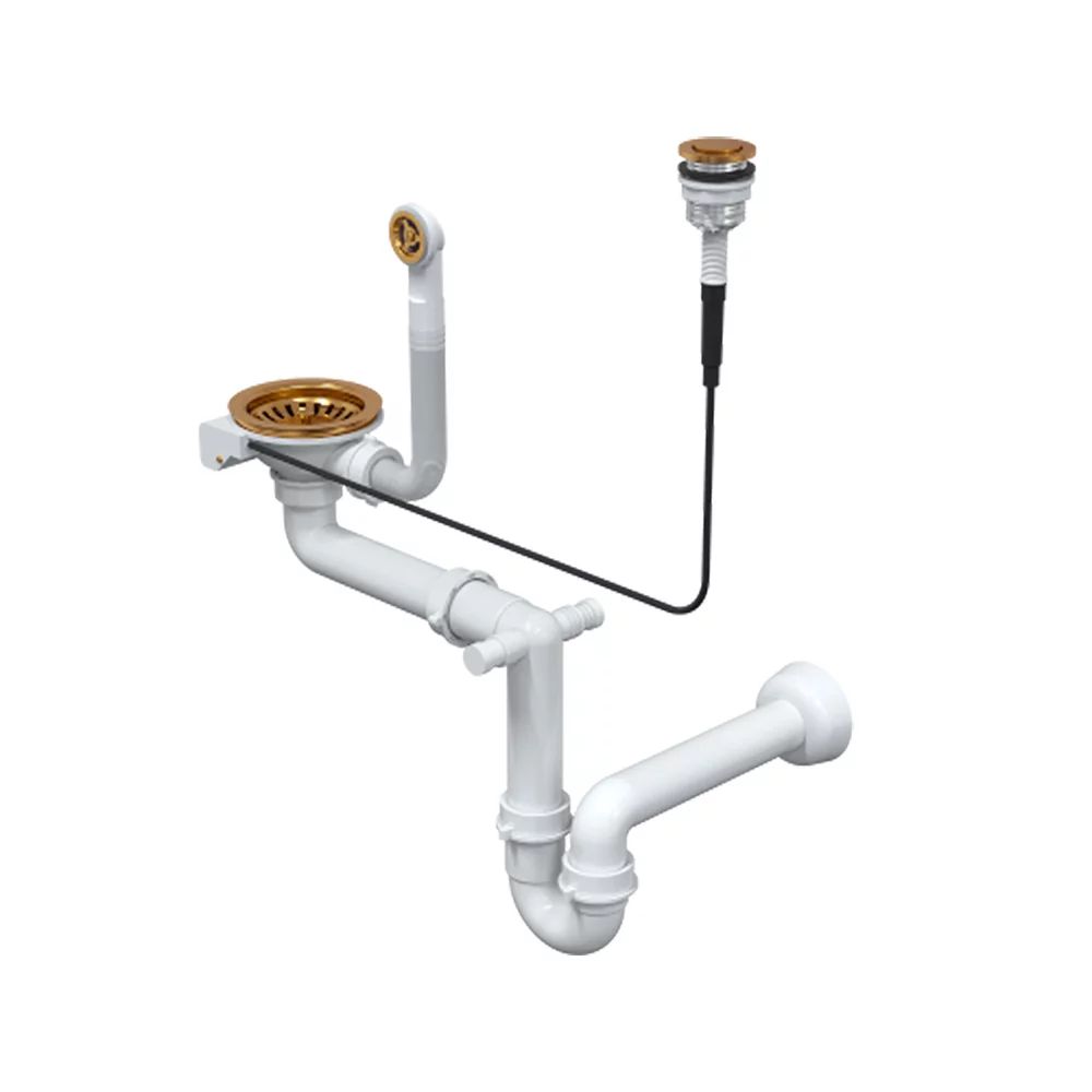 Sifon Push to Open Quadron Unique finisaj cupru pentru chiuvete granit