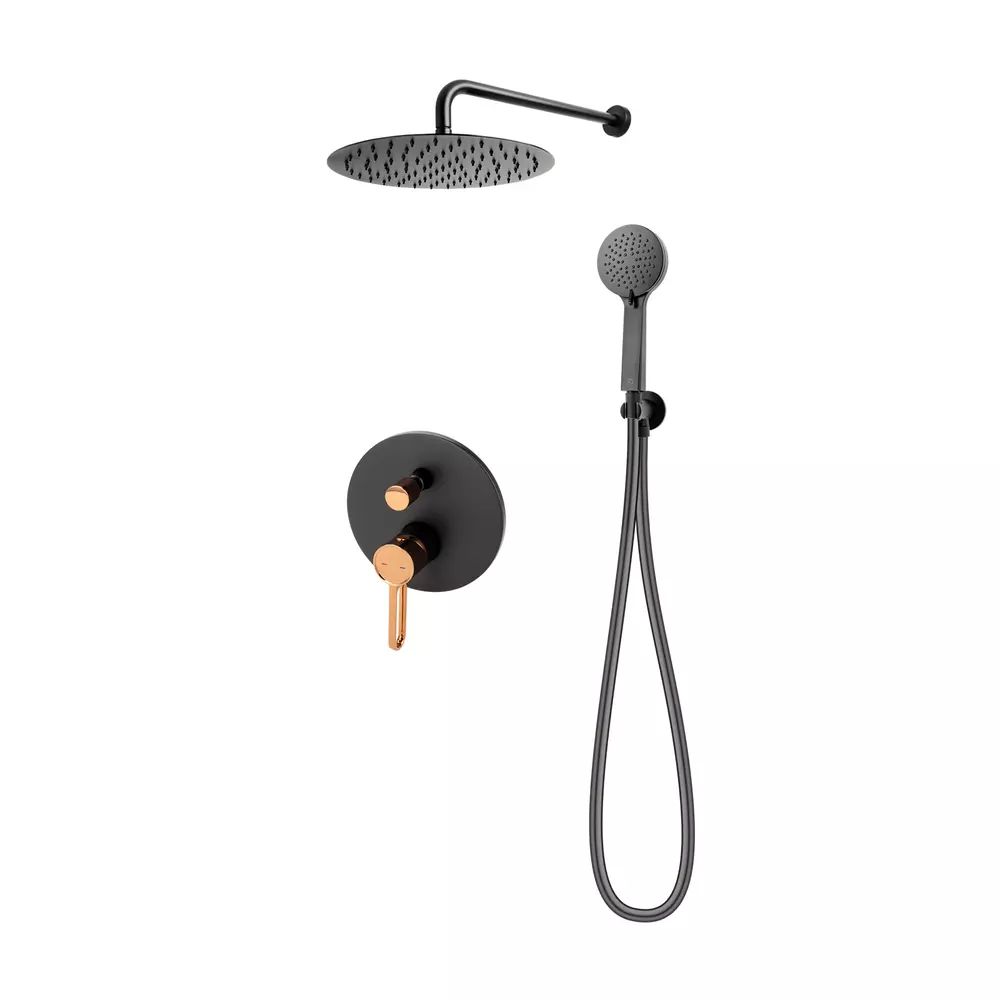 Sistem de dus incastrat FDesign Zaffiro negru - rose gold