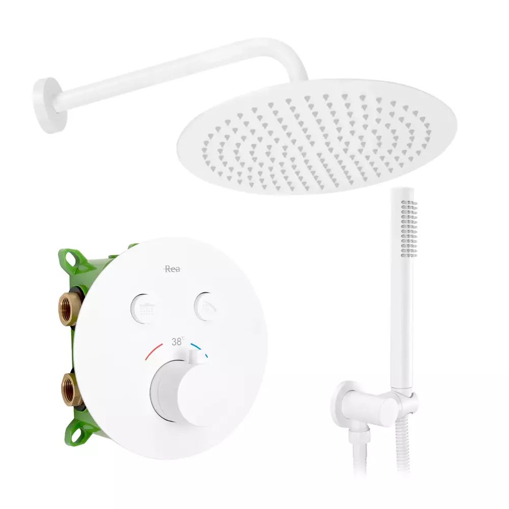 Sistem de dus incastrat Rea Lungo-Miler termostatic alb mat