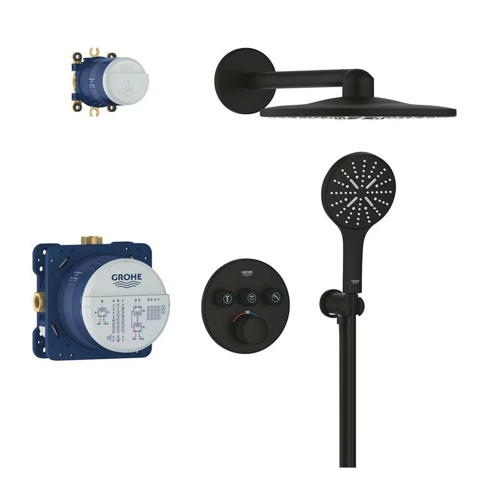 Sistem de dus negru mat Grohe SmartControl SmartActive 310 Round