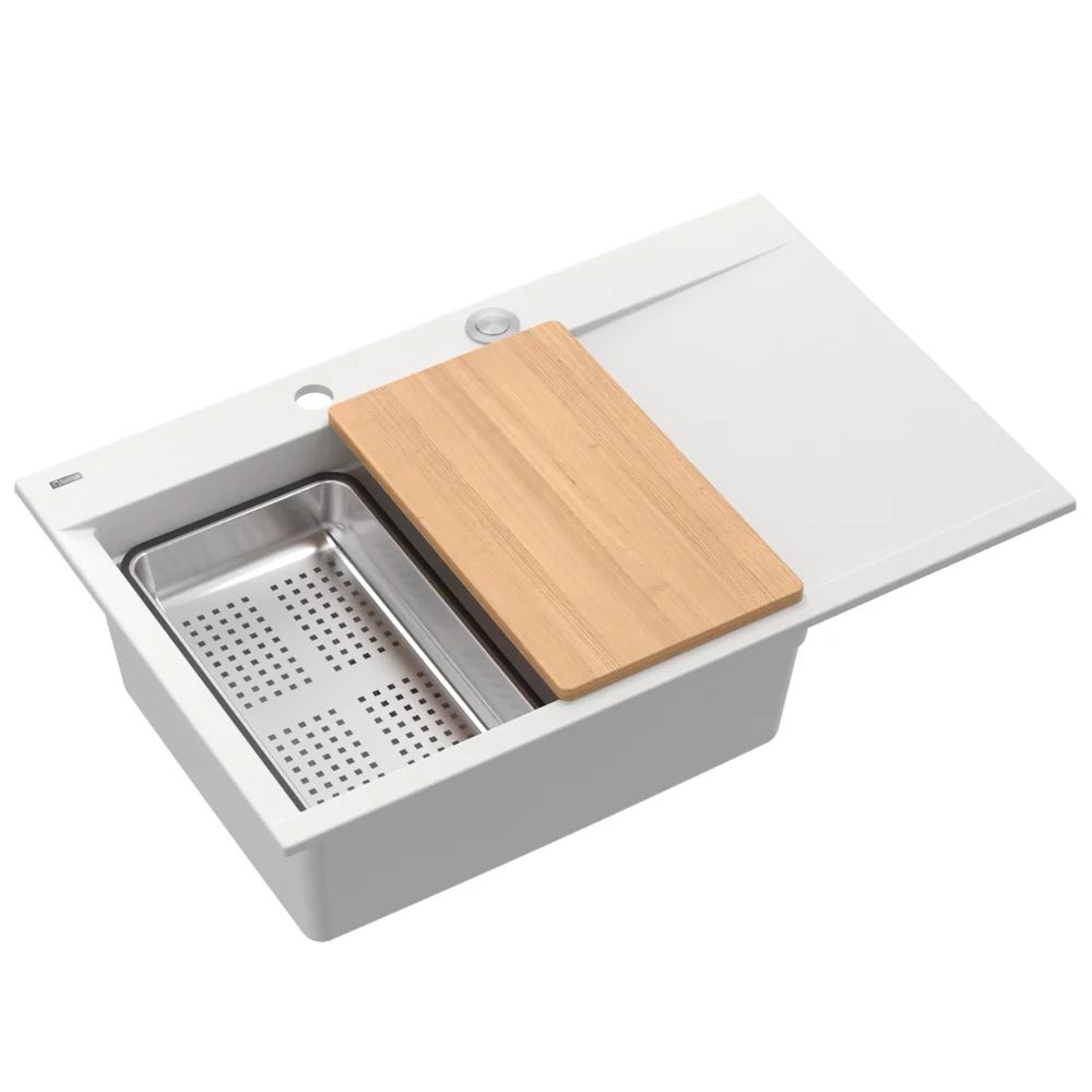 Statie de lucru incastrata Quadron Josh 111 finisaj alb - inox 78x50 cm