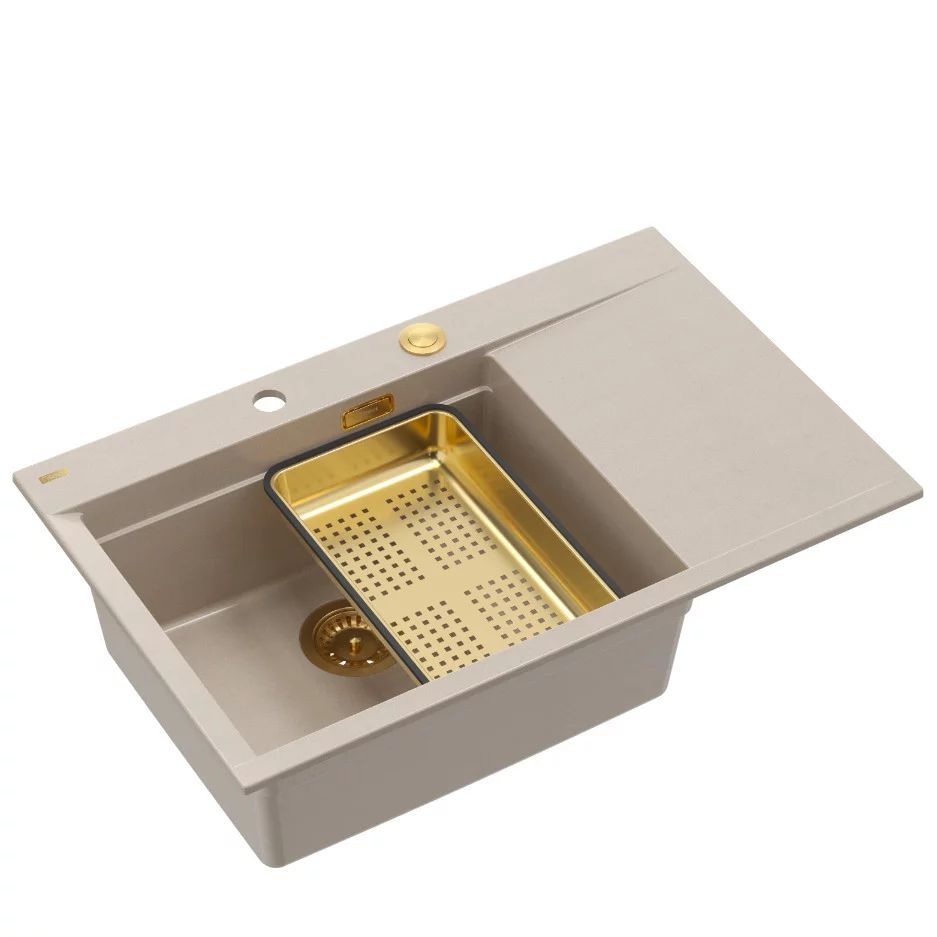 Statie de lucru incastrata Quadron Josh 111 finisaj bej perlat - auriu 78x50 cm