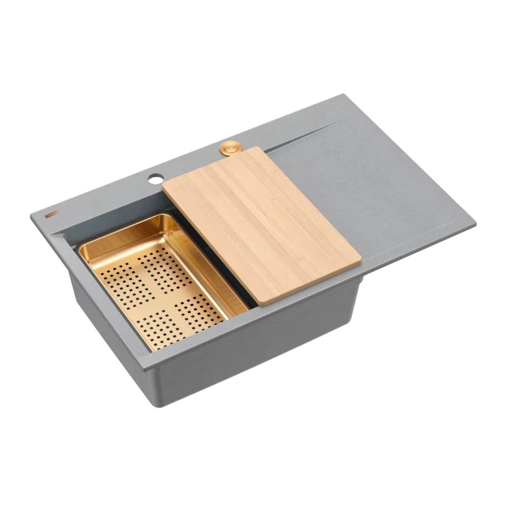 Statie de lucru incastrata Quadron Josh 111 finisaj gri silver stone - cupru 78x50 cm