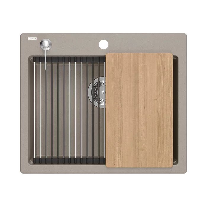 Statie de lucru incastrata cu dozator sapun Quadron Kurt 110 bej - inox 59.5x50 cm