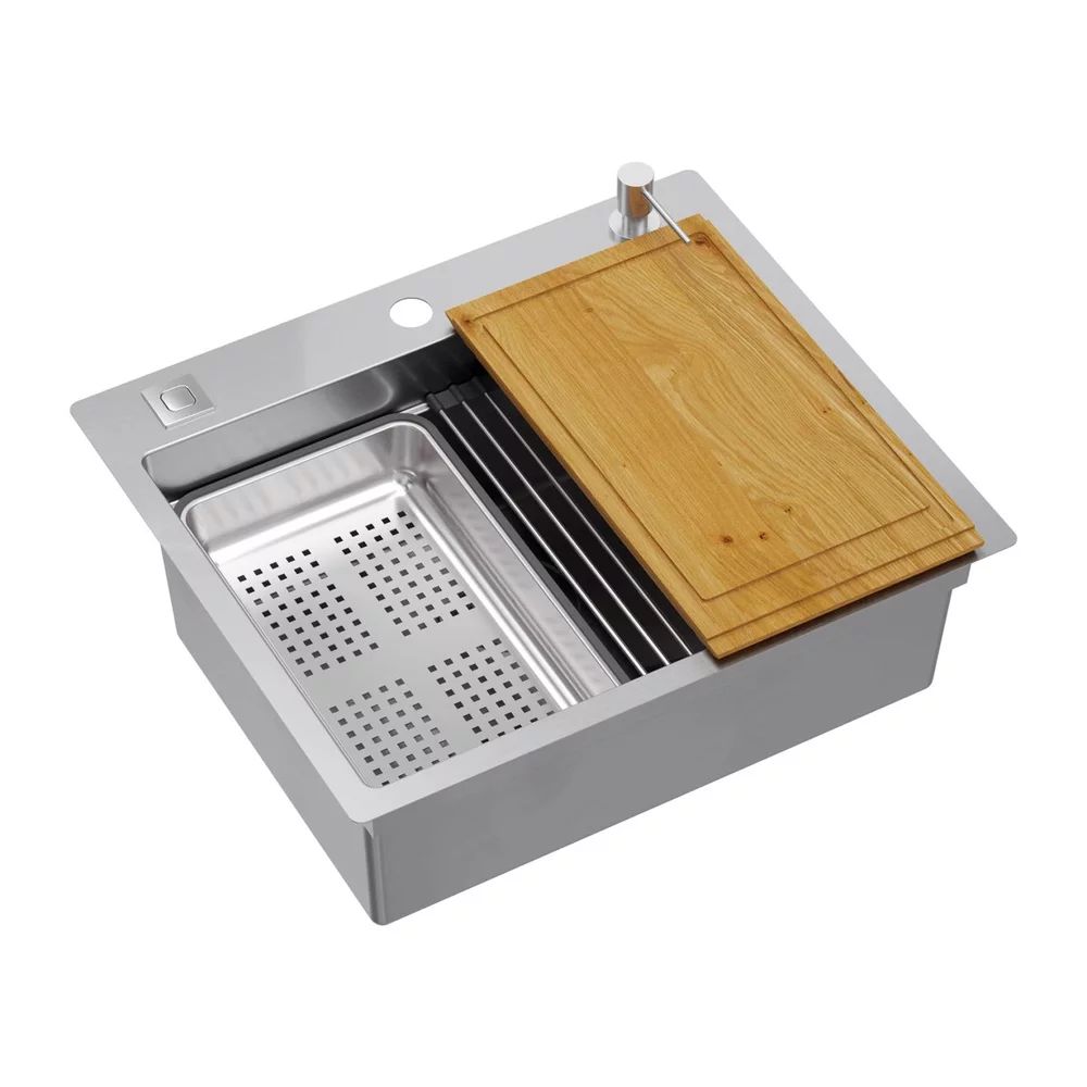 Statie de lucru incastrata Quadron Unique Burt 100 inox periat 58x49 cm