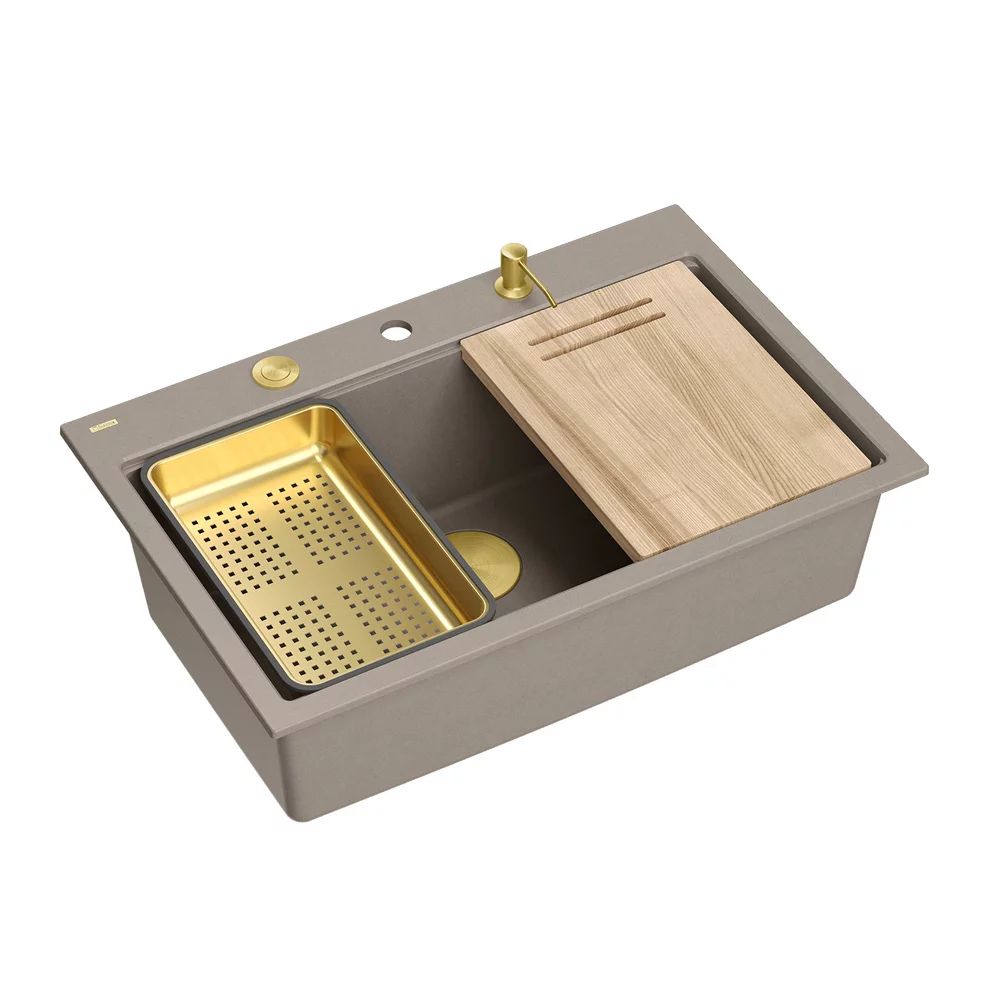 Statie de lucru incastrata Quadron Unique Marc 110 bej - auriu 1 cuva 75x49 cm