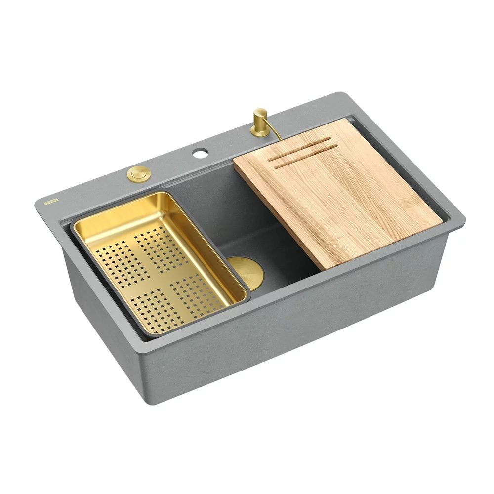 Statie de lucru incastrata Quadron Unique Marc 110 gri - auriu 1 cuva 75x49 cm