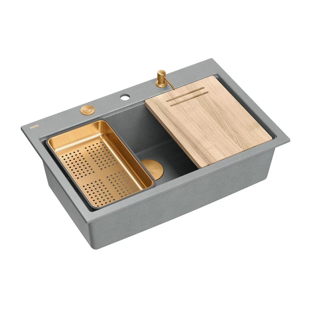 Statie de lucru incastrata Quadron Unique Marc 110 gri - cupru 1 cuva 75x49 cm
