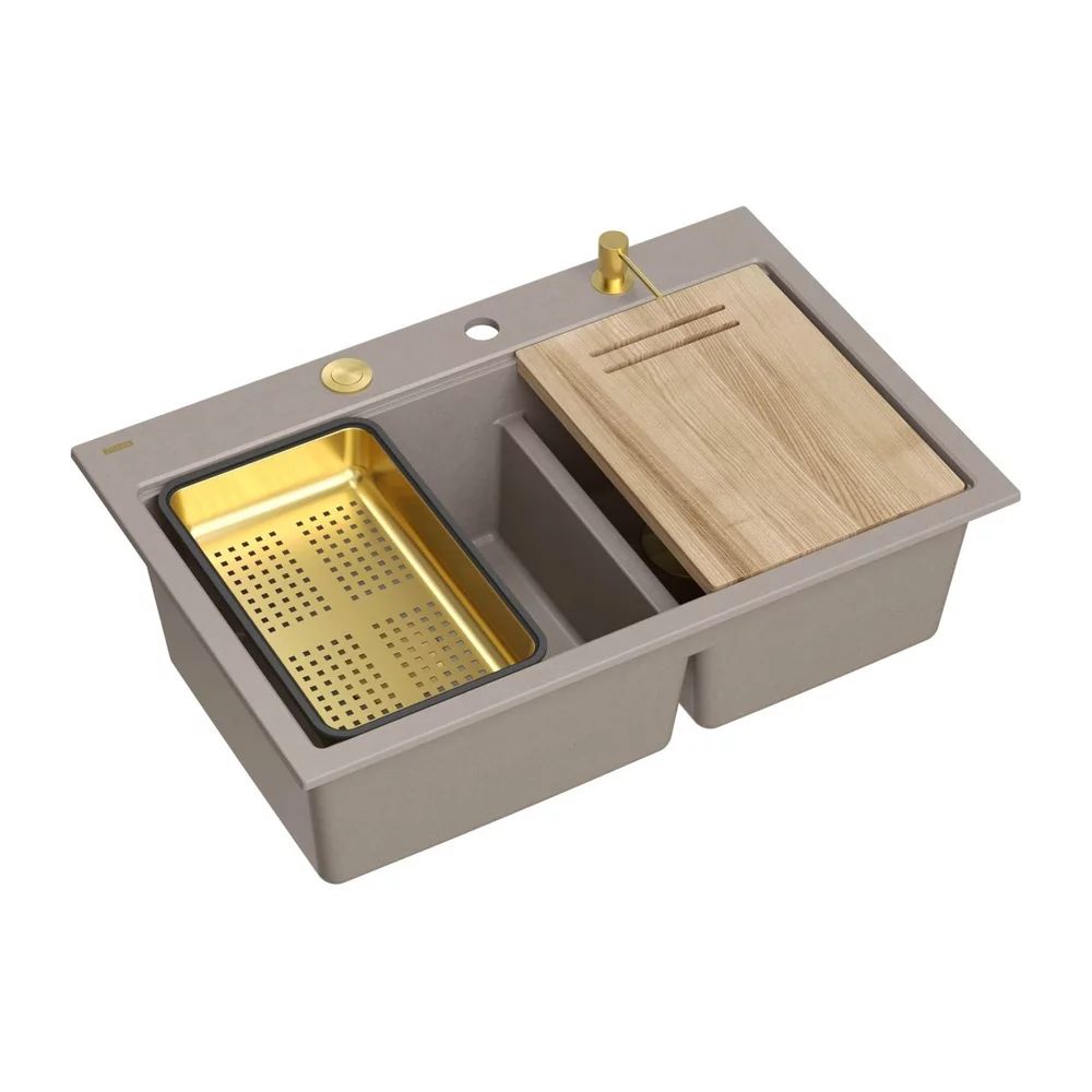 Statie de lucru incastrata Quadron Unique Marc 120 bej soft taupe - auriu 76x50 cm