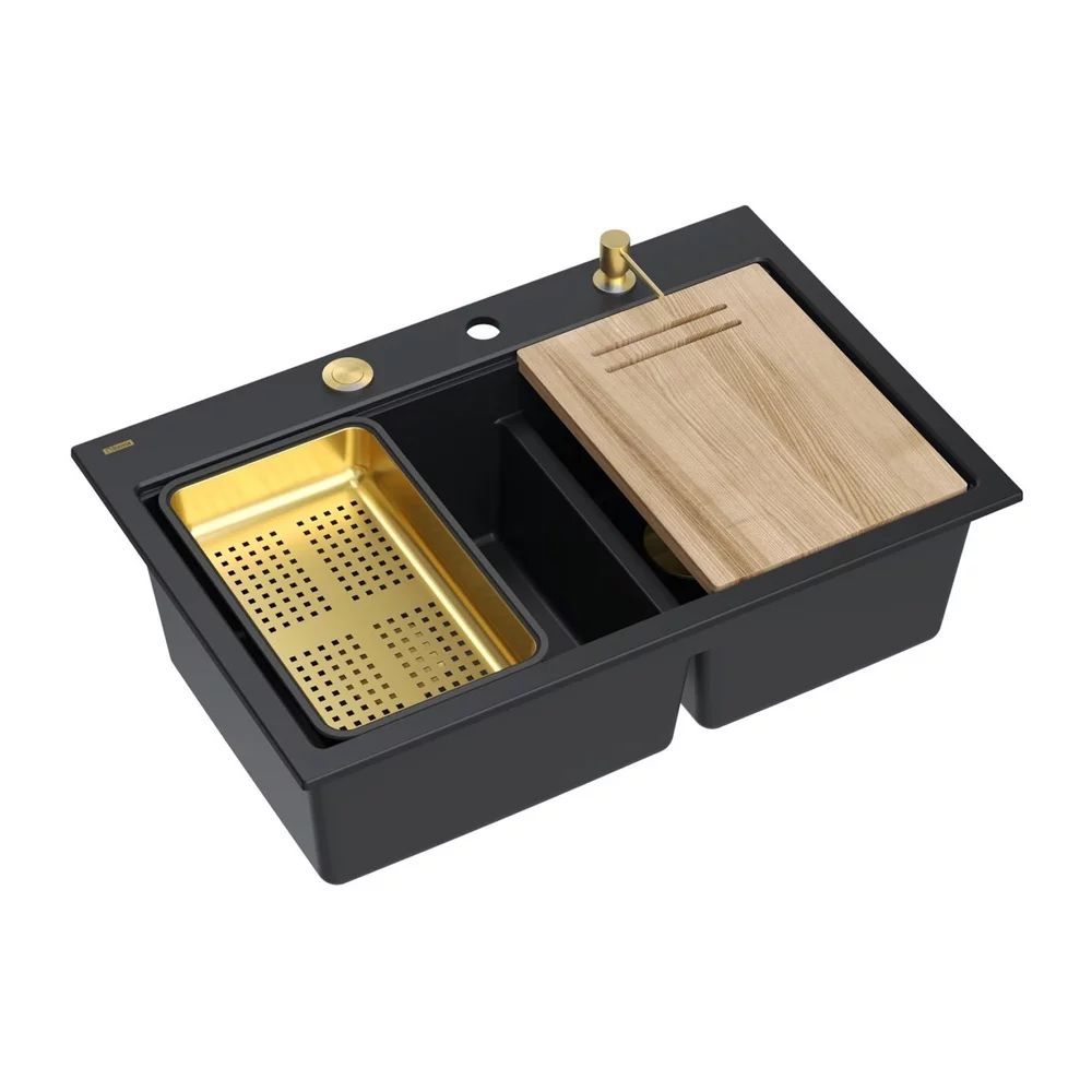 Statie de lucru incastrata Quadron Unique Marc 120 negru - auriu 76x50 cm