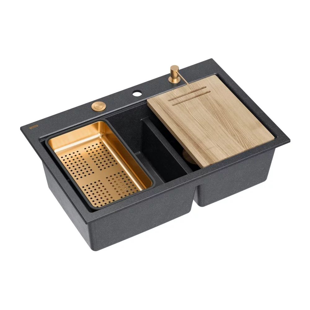 Statie de lucru incastrata Quadron Unique Marc 120 negru diamant - cupru 76x50 cm