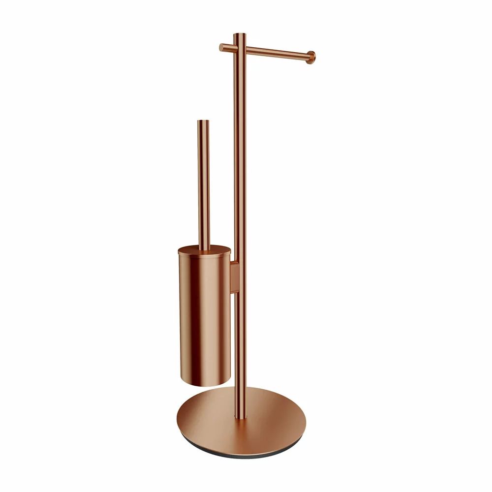 Suport hartie freestanding cu spatiu pentru perie cupru periat Omnires Modern Project