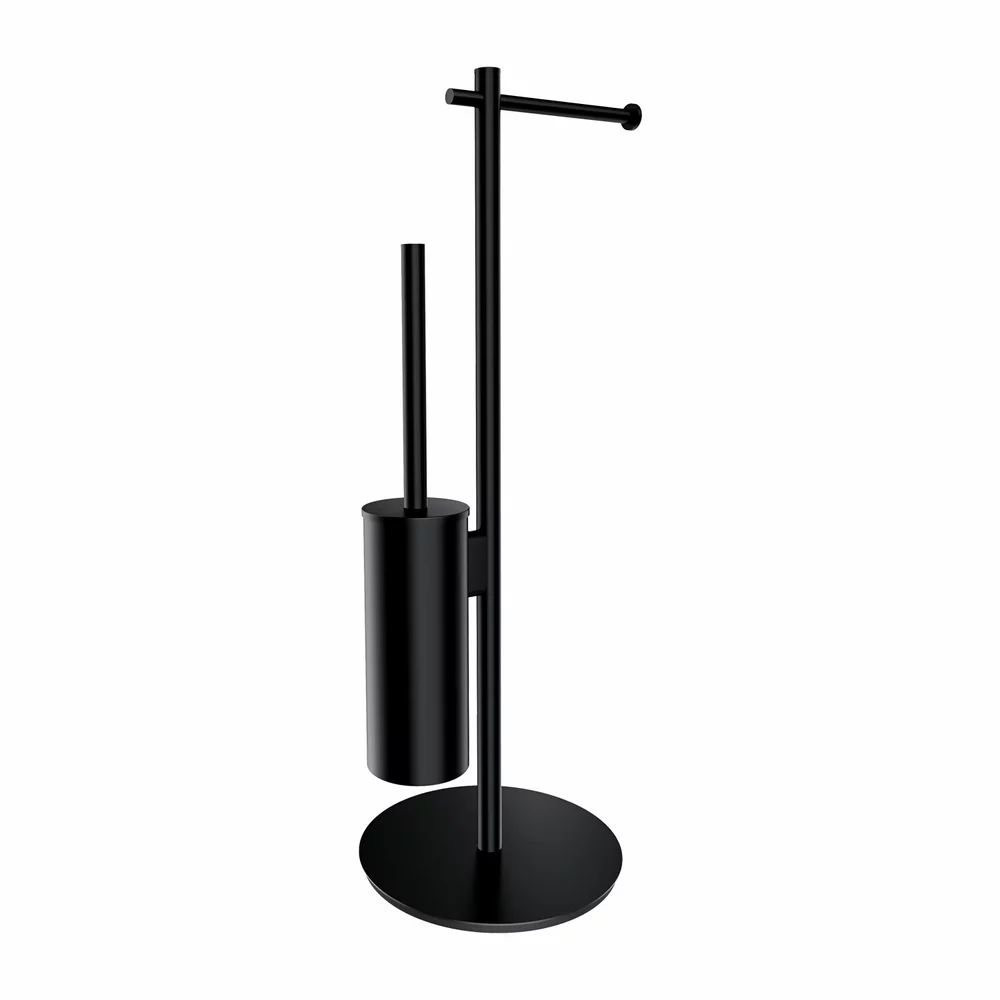 Suport hartie freestanding cu spatiu pentru perie negru mat Omnires Modern Project