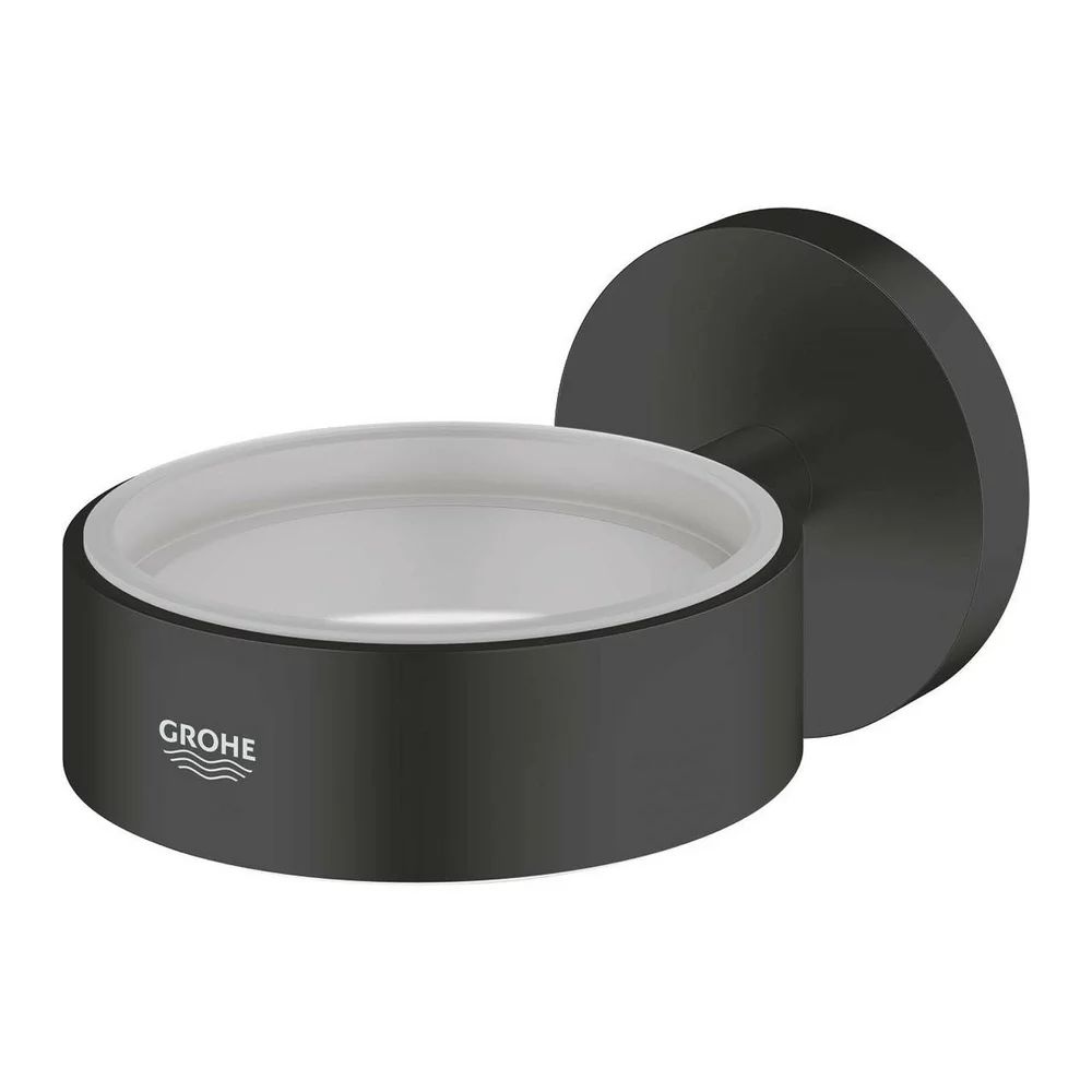Suport negru mat Grohe Essentials pentru pahar sau savoniera