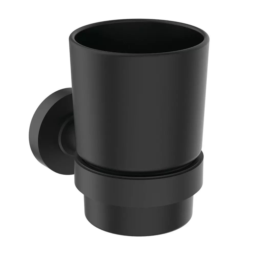 Suport periute de dinti Ideal Standard IOM negru mat cu pahar negru