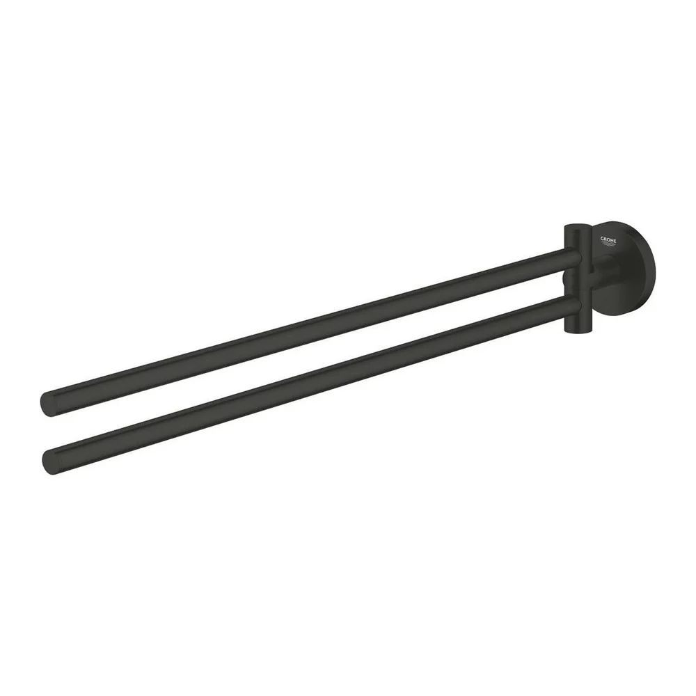 Suport prosop doua brate negru mat Grohe Essentials Cube 43.9 cm