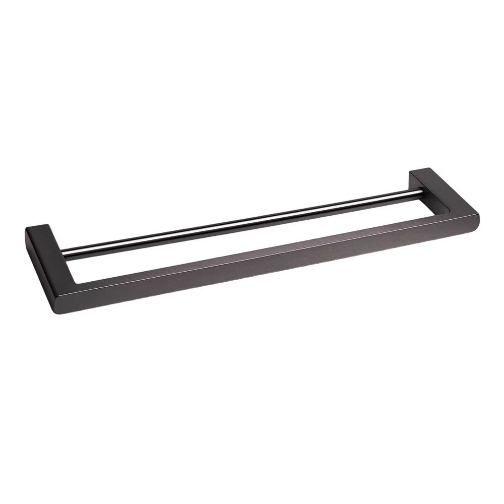 Suport prosop dublu Balneo Qarx Gun Metal mat 60 cm
