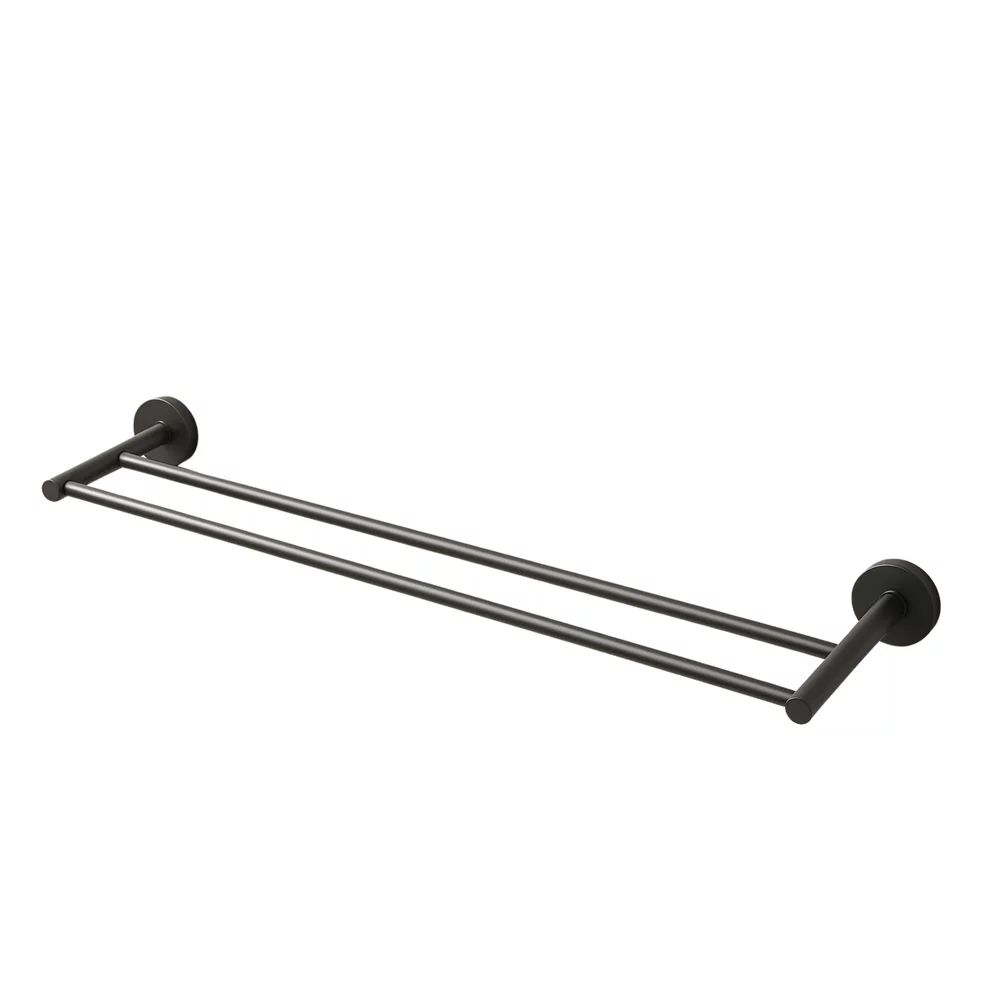 Suport prosop dublu Balneo Qube Gun Metal mat 60 cm