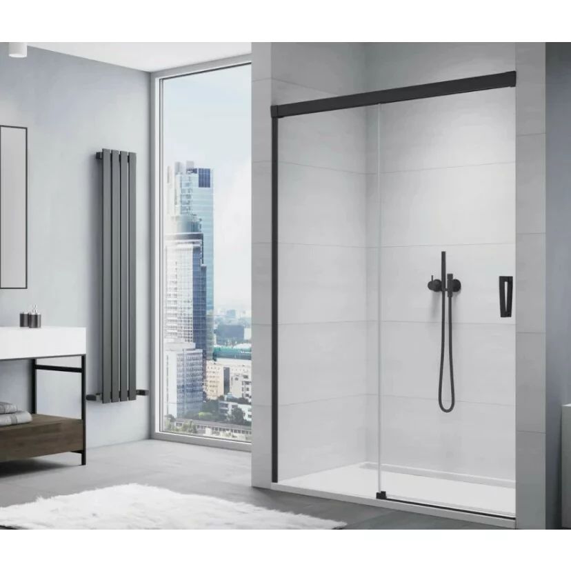 Usa de dus glisanta cu segment fix negru mat SanSwiss Cadura CAS2 120 cm stanga