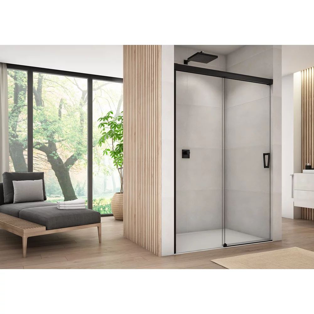 Usa de dus glisanta cu segment fix negru mat SanSwiss Cadura CAS2 140 cm dreapta
