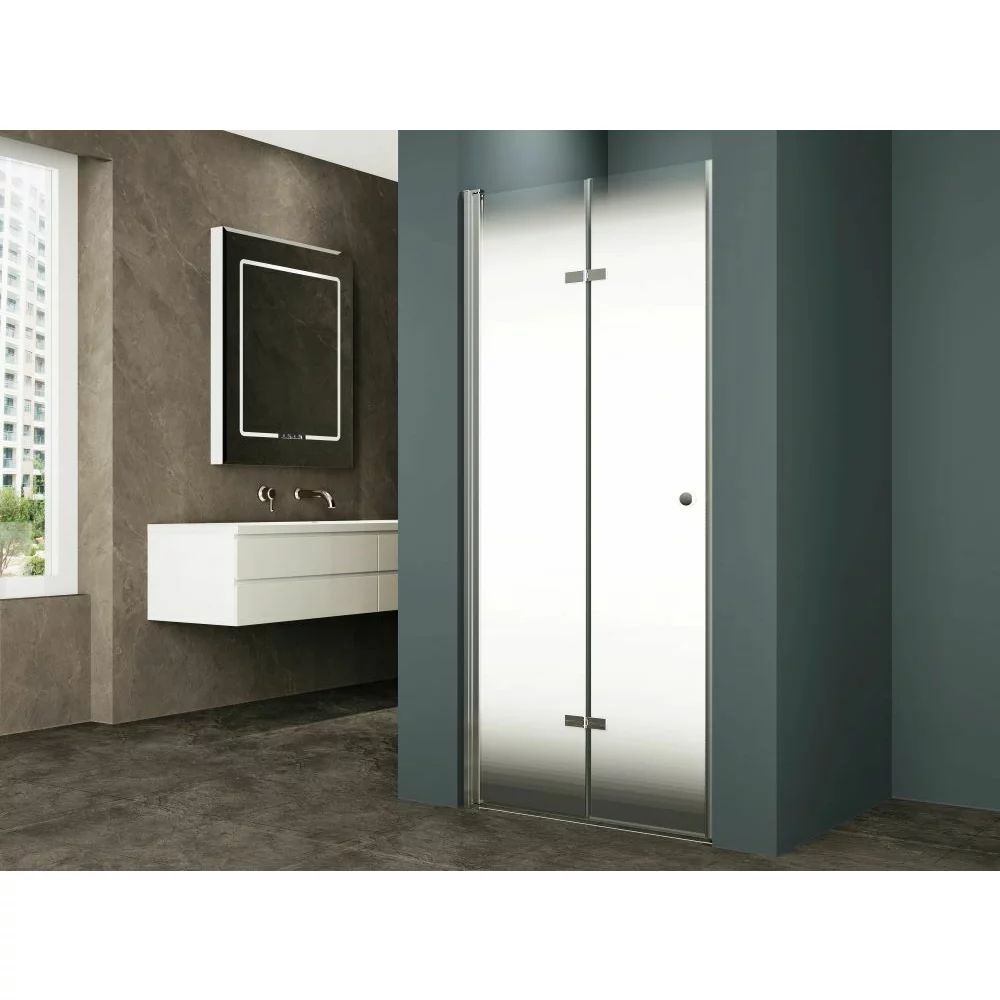 Usa de nisa pliabila Inter Ceramic 100 cm sticla opaca 6 mm profil alb mat