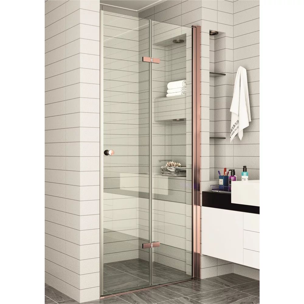 Usa de nisa pliabila Inter Ceramic 100 cm sticla transparenta 6 mm profil rose gold lucios