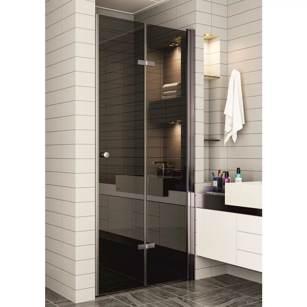 Usa de nisa pliabila Inter Ceramic 97-98 cm sticla fumurie 6 mm profil gri mat Gun Grey