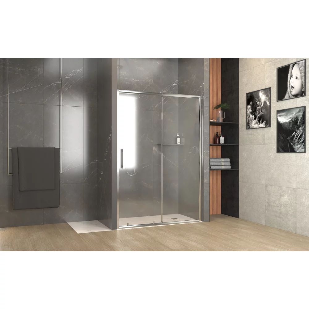 Usa de nisa culisanta Inter Ceramic sticla transparenta fumurie 5 mm profil crom lucios 100 cm