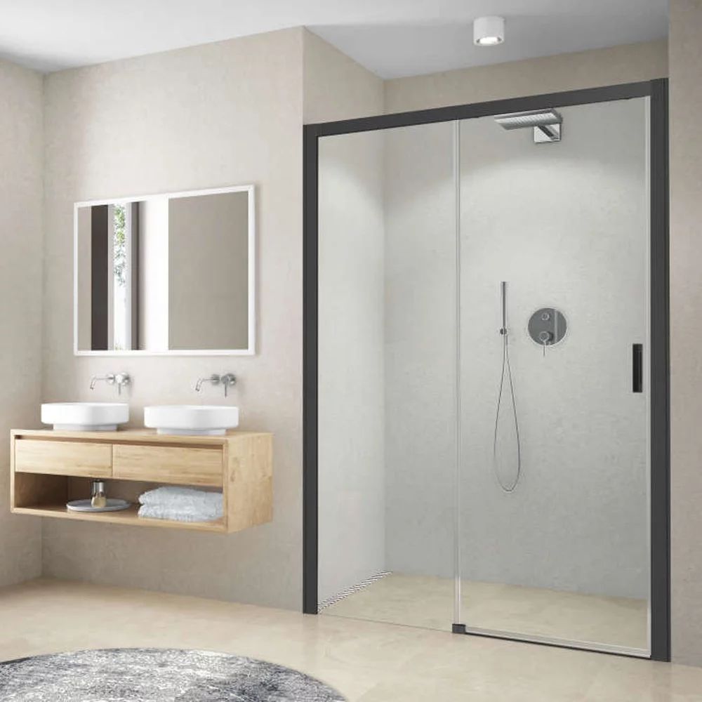 Usa de nisa culisanta Roth Cariba 140 cm sticla 6 mm negru stanga