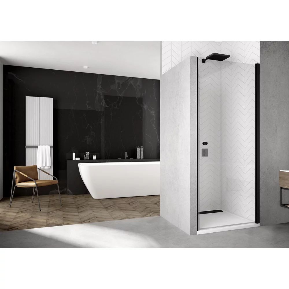 Usa de nisa pivotanta negru mat Sanswiss Solino SOL1 100x200 cm