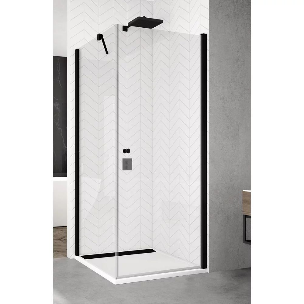 Usa de nisa pivotanta negru mat Sanswiss Solino SOL1 90x200 cm