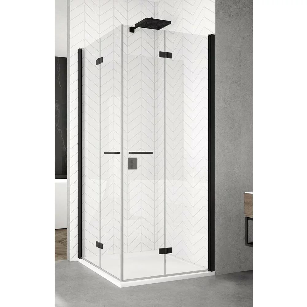 Usa de nisa pivotanta negru mat Sanswiss Solino SOL1 90x200 cm stanga