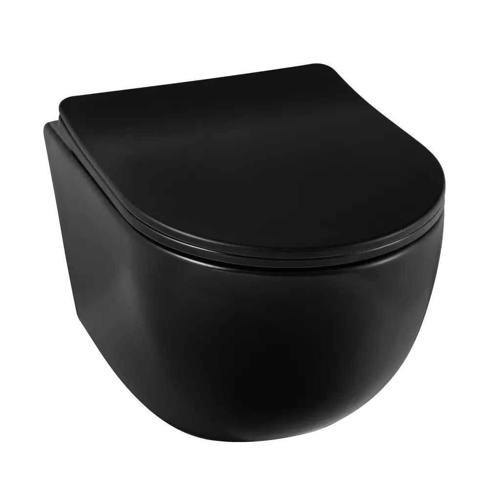 Vas wc rimless cu capac soft-close Balneo Luna negru