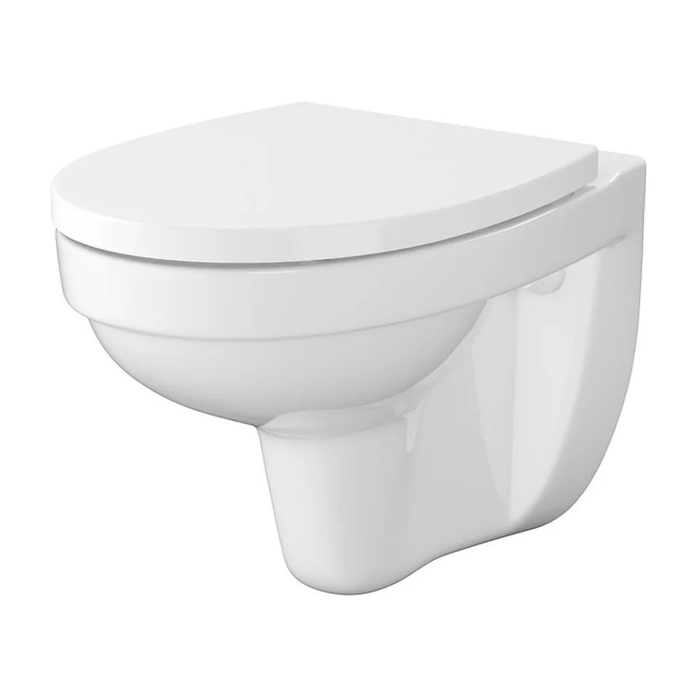 Set vas WC suspendat Cersanit Cersania SimpleOn cu capac softclose alb lucios