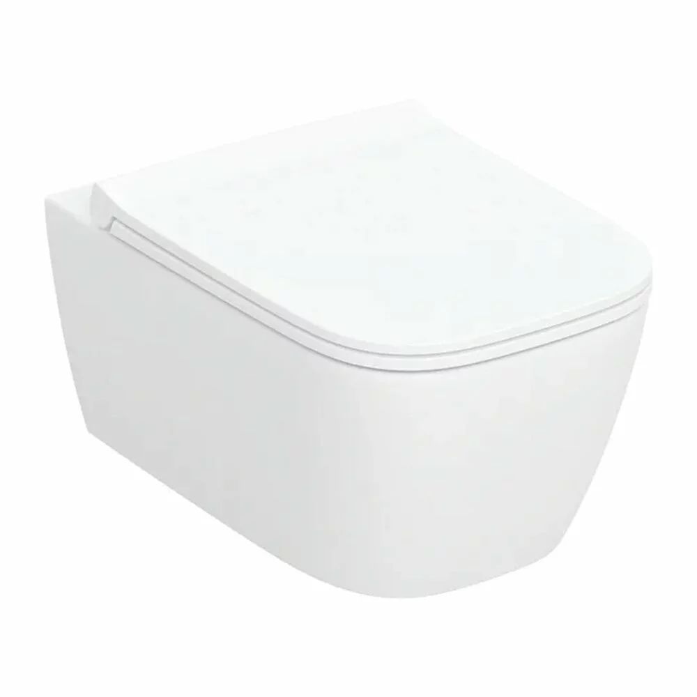 Set vas WC suspendat Geberit Smyle TurboFlush alb cu spalare verticala si capac softclose