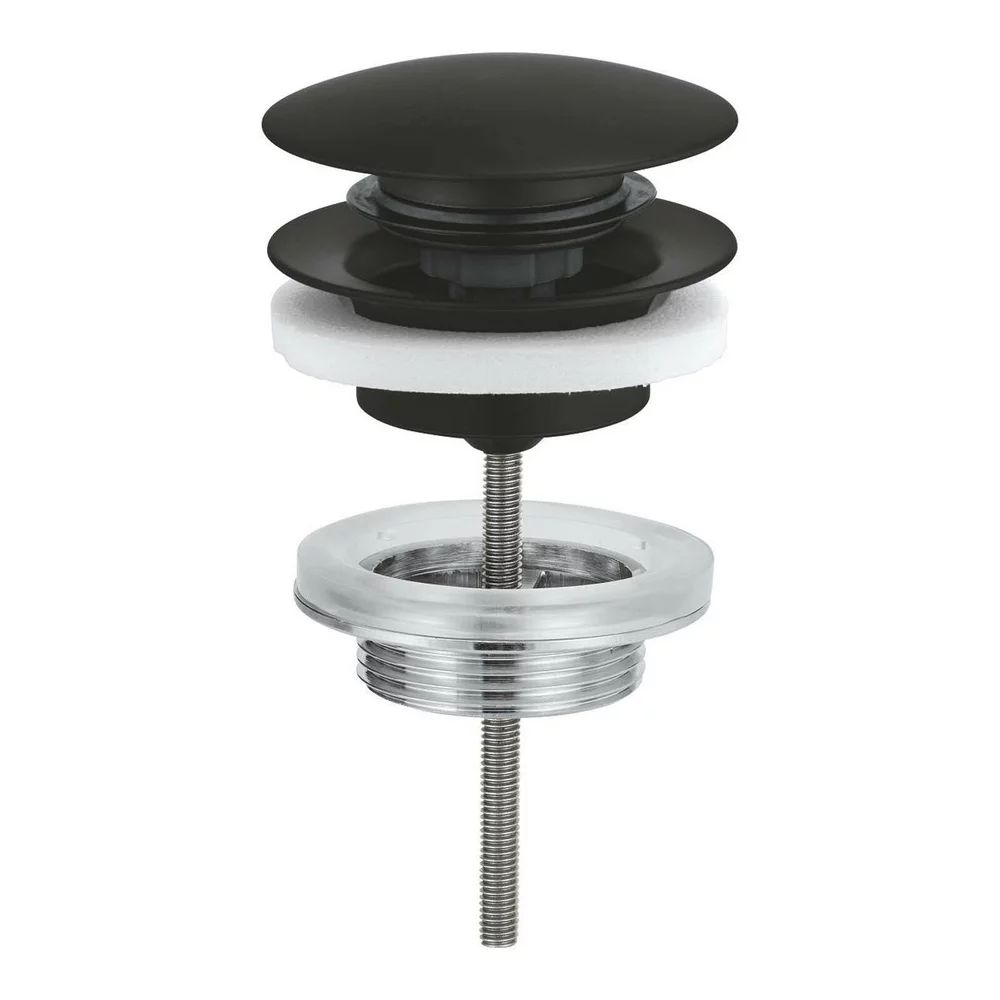 Ventil lavoar negru mat Grohe Push-Open, universal