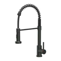 Baterie bucatarie cu dus extractibil Quadron Pop Salma finisaj negru carbon