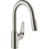 Baterie bucatarie cu dus extractibil crom periat Hansgrohe Focus M42 180 cu 2 jeturi