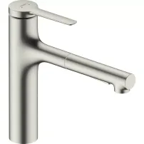Baterie bucatarie cu dus extractibil Hansgrohe Zesis M33 160 cu pulverizator metalic 2 jeturi finisaj otel inoxidabil