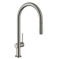 Baterie bucatarie cu dus extractibil Hansgrohe Talis M54 210 cu 2 jeturi finisaj negru-crom periat fara sBox