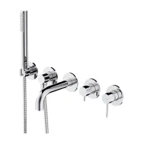 Baterie cada-dus incastrata Omnires Y finisaj crom lucios 5 elemente cu corp ingropat pipa 17 cm