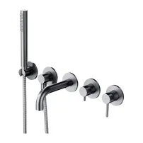 Baterie cada-dus incastrata Omnires Y finisaj nichel periat 5 elemente cu corp ingropat pipa 17 cm