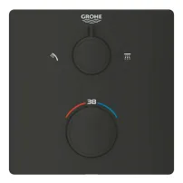 Baterie dus incastrata cu termostat Grohe Grohtherm 2 iesiri negru mat patrat